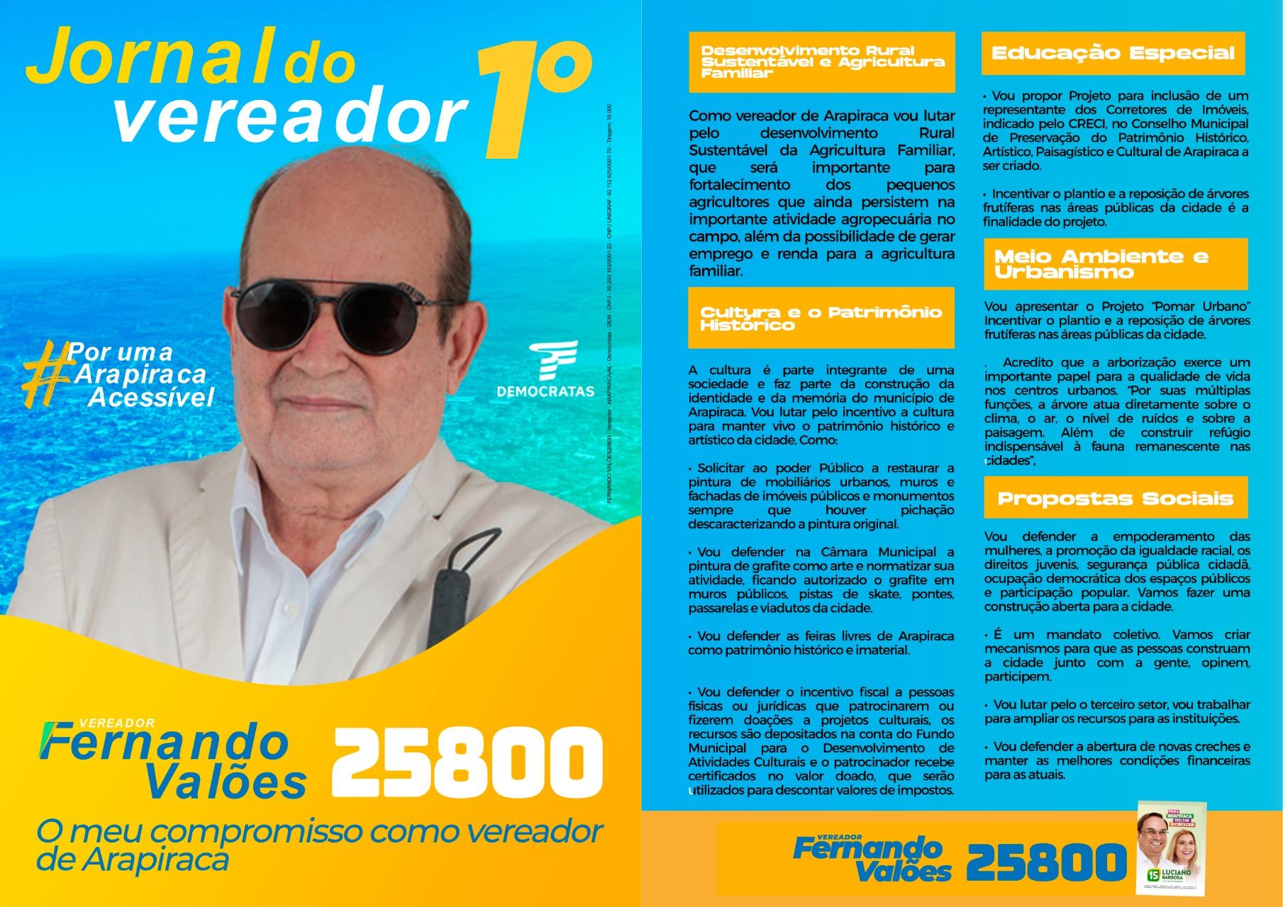Fernando Valões  lançará Jornal do Vereador  nesta sexta-feira na Praça Marques