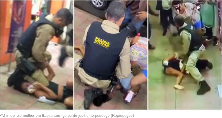 BRASIL VIOLENTO: PM aplica golpe que matou George Floyd em mulher com criança no colo