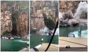 Imagens fortes: rocha desaba sobre barcos de turistas em Capitólio; vídeo
